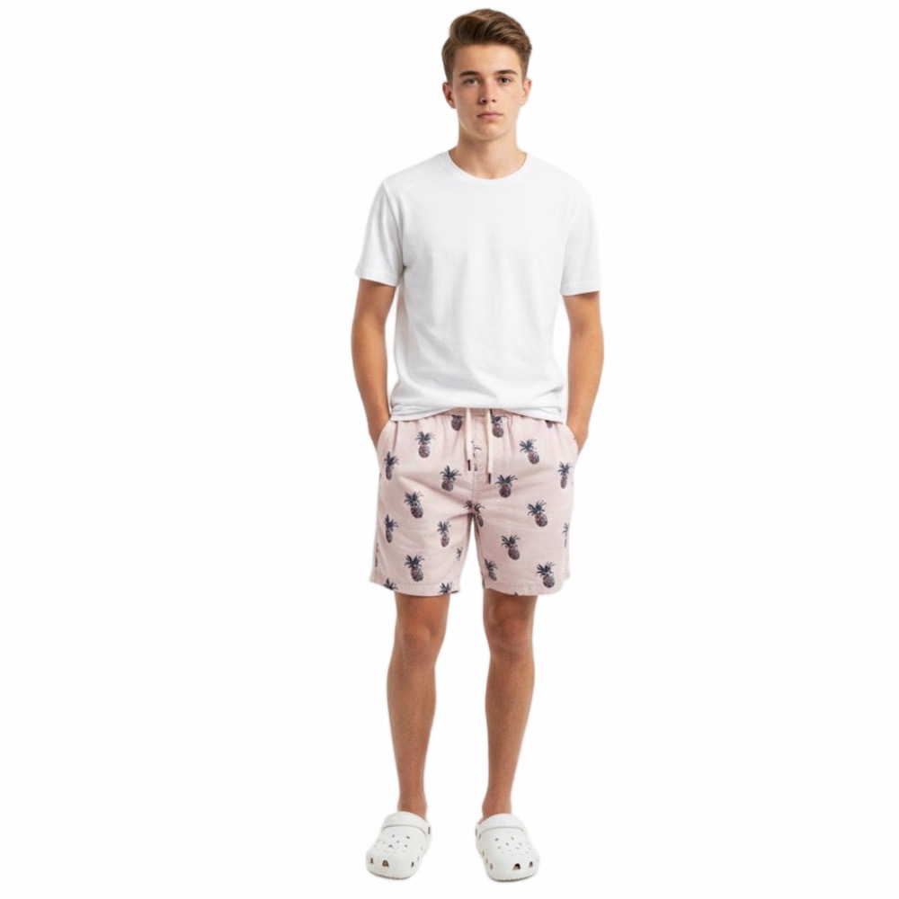 Hollister California Light Pink Pineapple Pattern Jogger Shorts Men XS Epic Flex